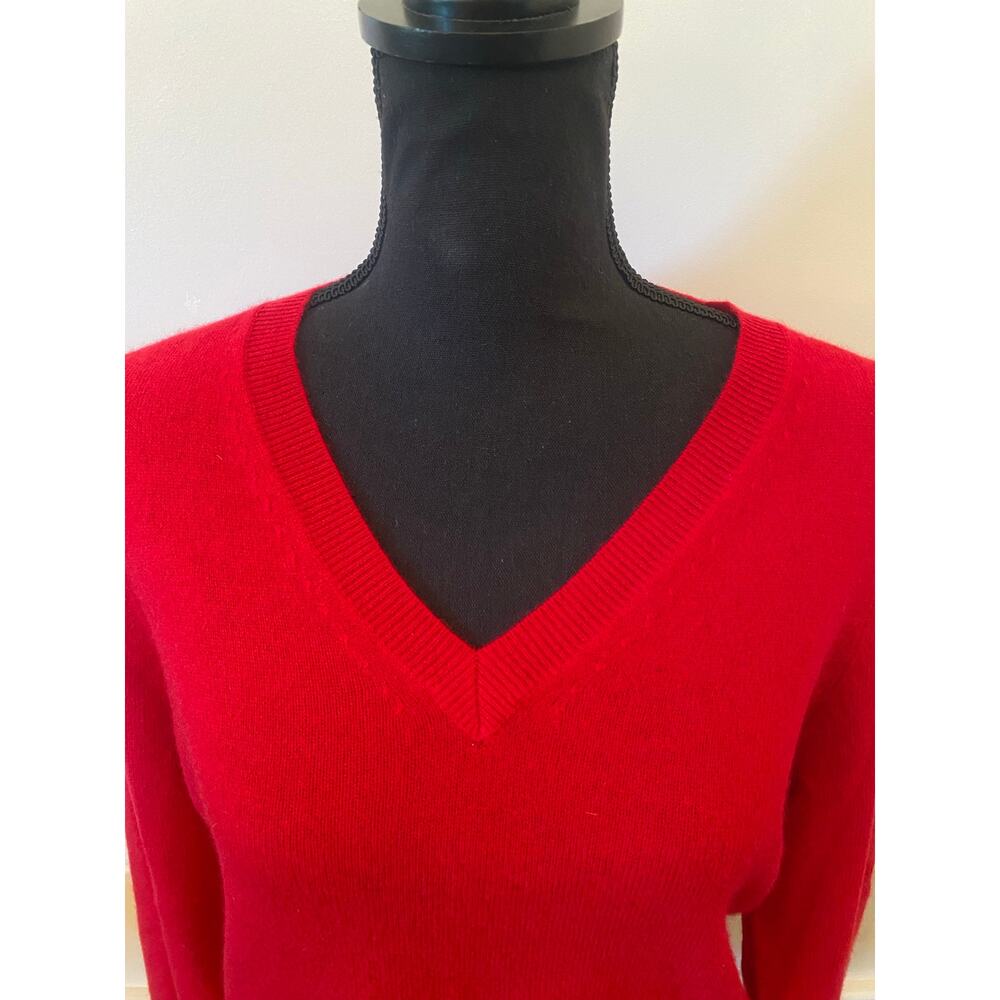 Charter Club Cashmere Bright Red V Neck Women's Sweater Long Sleeve - Picture 3 of 5